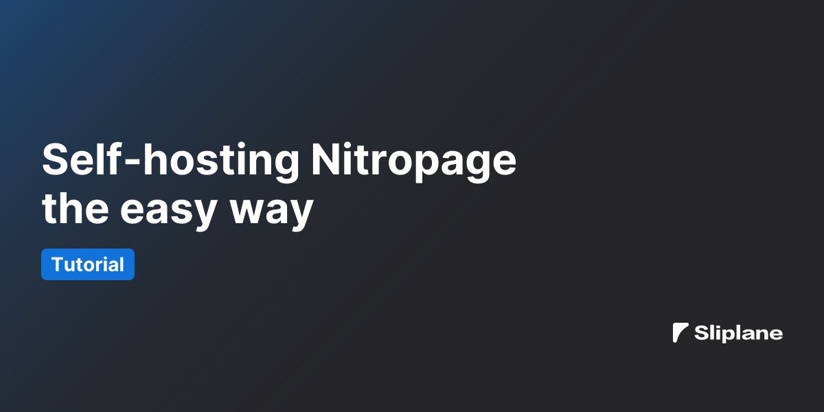 Self-hosting Nitropage the easy way